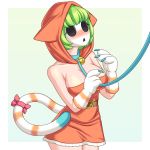  1:1 accessory bell bell_collar belt blush breasts clothing collar covered_breasts dress female gloves green_hair hair handwear hood humanoid leash leash_pull mario_bros mask neonway nintendo paw_gloves ribbons short_hair shyguy solo video_games 