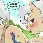 2018 animal_genitalia animal_pussy anus blue_eyes butt cold-blooded-twilight equine equine_pussy female feral friendship_is_magic grey_hair hair horse looking_at_viewer mammal mature_female mayor_mare_(mlp) my_little_pony nature outside pony pussy solo 