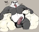  &lt;3 2020 anthro balls black_body black_fur erection fur genitals giant_panda group hi_res humanoid_genitalia humanoid_penis male male/male mammal musclegut overweight overweight_male penis polar_bear pure_command simple_background text tongue tongue_out ursid ursine white_body white_fur 