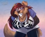  anthro big_breasts breasts canid canine canis cooler cute_face cybernetics cyborg digital_drawing_(artwork) digital_media_(artwork) domestic_dog fangs female humor insane machine mammal mega_milk meme patreon_reward smile solo sunny_way teeth 