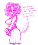  &lt;3 anthro bedroom_eyes bottomwear canid canine canis clothing dialogue domestic_dog eyewear female flirting glasses hair mammal mcsweezy messy_hair monochrome narrowed_eyes nerd pink_and_white seductive short_hair skirt solo 