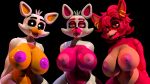  16:9 4k absurd_res animatronic big_breasts breasts canid canine ear_piercing female five_nights_at_freddy&#039;s five_nights_at_freddy&#039;s_world fox foxy_(fnaf) funtime_foxy_(fnaf) funtime_foxy_(fnafsl) geometryboymejia group hi_res lolbit_(fnaf) looking_at_viewer machine mammal piercing robot sister_location video_games widescreen 