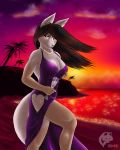  2015 alcohol anthro athletic athletic_anthro athletic_female beach beverage big_breasts black_hair breast_grab breasts canid canine canis champagne champagne_glass classy cleavage clothed clothing digital_media_(artwork) dress female fur gem ghostwolf hair hand_on_breast hi_res holding_beverage holding_object jackal jewelry long_hair looking_aside mammal necklace outside pearl_(gem) pearl_necklace pink_nose seaside shakattax shemaya_ure smile solo standing story story_in_description sunset tropical white_body white_fur 