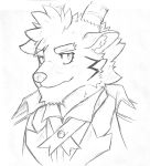 anthro bovid bust_portrait caprine clothing dynogreeno goat hi_res horn male mammal mephistopheles_(tas) monochrome portrait sketch solo suit tokyo_afterschool_summoners video_games 