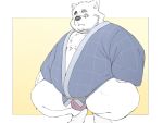  2020 4:3 anthro asian_clothing belly bulge clothing east_asian_clothing fundoshi happi_(clothing) inunoshippo japanese_clothing kemono male mammal overweight overweight_anthro overweight_male simple_background solo underwear ursid 