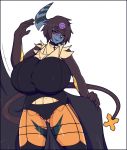  absol anthro arcanine biped blue_border border breasts butt clothed clothing female hi_res kogoriami_cararthia looking_at_viewer luxray nintendo ovelhadogelo pok&eacute;mon pok&eacute;mon_(species) simple_background smile solo thick_thighs video_games 