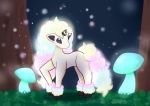  ambiguous_gender equid equine feral forest fungus galarian_ponyta horn light_hooves light_mane mammal mushroom night nintendo pok&eacute;mon pok&eacute;mon_(species) regional_form_(pok&eacute;mon) solo tree unknown_artist video_games 