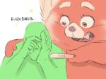  2020 ailurid anon anthro disney duo english_text hug mammal mei_(turning_red) pixar red_body red_panda text turning_red unknown_artist 