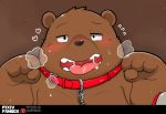  &lt;3 2020 96panda 96panda_hk anthro black_nose blush bodily_fluids brown_bear brown_body brown_fur cartoon_network collar fur grizzly_(wbb) grizzly_bear kemono male mammal overweight overweight_anthro overweight_male solo sweat tongue tongue_out ursid ursine we_bare_bears 