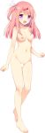  1girl absurdres bangs barefoot completely_nude eyebrows_visible_through_hair full_body fuyuichi_monme hanamaru_mari highres long_hair nude official_art pink_hair purple_eyes ren&#039;ai_x_royale solo transparent_background 