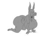  5:4 anthro big_breasts big_butt breasts butt canid canine canis dobermann domestic_dog female hi_res mammal monochrome pinscher solo thatyellowrad wide_hips 