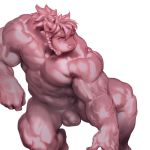  2019 anthro balls big_muscles canid canine canis domestic_dog flaccid foreskin genitals high-angle_view humanoid_genitalia humanoid_penis male mammal muscular muscular_anthro muscular_arms muscular_male muscular_thighs pecs penis pink_body restricted_palette simple_background solo uleezoo uncut white_background 