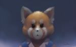  16:10 2020 aggressive_retsuko ailurid anthro brown_eyes clothed clothing darkanine121212 female fur grey_background headshot_portrait looking_at_viewer mammal open_mouth orange_body orange_fur portrait red_panda retsuko sanrio simple_background solo widescreen 