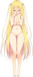 1girl absurdres aqua_eyes barefoot blonde_hair blush breasts censored completely_nude eyebrows_visible_through_hair full_body fuyuichi_monme hair_ornament half-closed_eyes highres komachi_nonoka large_breasts long_hair navel nipples nose_blush nude official_art open_mouth pussy ren&#039;ai_x_royale solo transparent_background two_side_up very_long_hair 