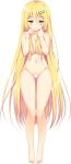  1girl absurdres aqua_eyes bangs barefoot blank_censor blonde_hair blush breasts censored completely_nude eyebrows_visible_through_hair facing_viewer full_body fuyuichi_monme hair_ornament hairclip highres holding holding_hair komachi_nonoka large_breasts long_hair looking_at_viewer navel nipples nude official_art pussy ren&#039;ai_x_royale solo transparent_background very_long_hair 
