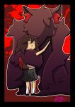  anthro daughter duo eyeless father father_and_child father_and_daughter female halfbreed hi_res hug humanoid illustration male monster parent parent_and_child simple_background size_difference sk8th 
