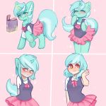  1:1 2020 blush book bottomwear clothing equid equine female feral feral_to_human friendship_is_magic hair horn human lyra_heartstrings_(mlp) magic mammal my_little_pony simple_background skirt smile solo species_transformation transformation unicorn valeria_fills 