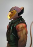  2018 anthro armor better_version_at_source biker_mice_from_mars black_clothing clothing grey_background half-length_portrait headgear helmet leather leather_clothing leather_topwear leather_vest male mammal mouse murid murine muscular muscular_anthro muscular_arms muscular_male portrait rodent side_view simple_background solo standing throttle topwear uleezoo veiny_muscles vest 