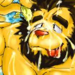  1:1 2008 anthro barazoku condom cute_fangs felid filled_condom ganson humanoid_hands kemono lion low_res male mammal pantherine sexual_barrier_device solo tongue tongue_out 