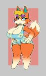  animal_crossing audie_(animal_crossing) big_breasts breasts canid canine canis cleavage clothed clothing curvy_figure eyewear female hand_on_hip hi_res huge_breasts mammal nintendo reddrago solo standing sunglasses thick_thighs video_games voluptuous wide_hips wolf 