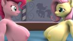  16:9 3d_(artwork) anthro anthrofied big_breasts breasts cm26 digital_media_(artwork) duo equid equine female fluttershy_(mlp) friendship_is_magic hasbro hi_res mammal my_little_pony nipples nude partially_submerged pinkie_pie_(mlp) water widescreen 