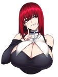 1girl absurdres breasts camui_kamui choker cleavage cross detached_sleeves highres large_breasts long_hair original red_eyes red_hair sleeveless solo 
