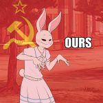  1:1 2020 beastars black_eyes blush bran-draws-things clothed clothing communism english_text female fur haru_(beastars) hi_res humor lagomorph leporid mammal meme politics rabbit russian solo soviet_flag soviet_union text white_body white_fur 