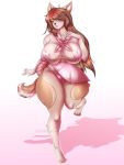  anthro big_breasts breasts brown_hair canid canine canis clothing domestic_dog female hair hi_res kiwipotato mammal panties pasties solo underwear wide_hips 