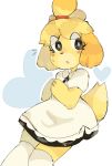  &lt;3 absurd_res animal_crossing anthro black_eyes bodily_fluids canid canine canis clothing digital_media_(artwork) domestic_dog dress female footwear hands_together hi_res isabelle_(animal_crossing) legwear looking_at_viewer mammal nintendo open_mouth portrait shaded shih_tzu simple_background socks solo standing surprise sweat sweatdrop three-quarter_portrait toy_dog uovo video_games white_clothing white_knee_highs white_knee_socks white_legwear white_socks 