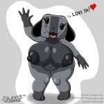  &lt;3 2019 absurd_res animate_inanimate anthro big_breasts breasts canid dialogue english_text female gesture hi_res looking_at_viewer mammal nintendo nintendo_switch nipples nude open_mouth short_stack simple_background slightly_chubby smile solo spocky87 switch_dog text thick_thighs tongue video_games waving wide_hips 