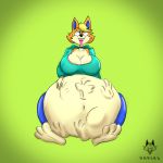  1:1 absurd_res animal_crossing anthro audie_(animal_crossing) belly big_belly breasts canid canine canis clothed clothing female hi_res hyper hyper_belly imafetish mammal nintendo pregnant remastered solo video_games vore wolf 