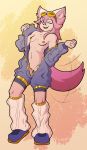  anthro breasts canid chocolat_gelato clothed clothing female fur genitals hi_res looking_at_viewer mammal nipples one_eye_closed open_mouth partially_clothed pussy simple_background smile solatorobo solo someindecentfellow undressing video_games wink 