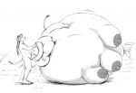  2018 anthro anthro_on_feral balls belly bestiality big_balls big_belly big_penis bodily_fluids breasts cum cum_belly cum_in_mouth cum_inflation cum_inside digital_media_(artwork) duo featherhead felid female female_penetrated feral fur genital_fluids genitals humanoid_genitalia humanoid_penis hyper hyper_belly inflation lion male male/female male_penetrating male_penetrating_female mammal monochrome nipples nude oral oral_penetration pantherine penetration penis standing tail_tuft teats tuft 