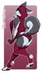  2020 anthro black_nose blush breasts butt canid canine canis curtain_doggo_(photonoko) domestic_dog female hooded inner_ear_fluff kdhynamo mammal on_one_leg raised_tail rear_view simple_background solo spitz standing tuft 