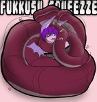 &lt;3 absurd_res anthro asphyxiation big_breasts breasts canid canine captured chiropteran clothed clothing coiling english_text female fox fukkusu fur green_eyes hair hi_res hybrid mammal membrane_(anatomy) membranous_wings open_mouth orebb purple_body purple_fur purple_hair reptile scalie simple_background snake snout squeezing submissive submissive_female text wings 