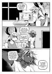  absurd_res anthro antlers bed bedroom capreoline carpetwurm cervid clothed clothing comic conditional_dnp detailed_background dialogue english_text female fully_clothed furniture greyscale hair hi_res horn inside male mammal monochrome open_mouth pajamas ponytail reindeer rodent sciurid shirt t-shirt text topwear video_games webcomic 