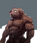  2020 anthro barazoku brown_body brown_fur canid canine canis domestic_dog fur hi_res kemono male mammal muscular muscular_anthro muscular_male nipples solo yazoe 