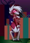  absurd_res anthro breasts canid canine canis christmas clothing dewstar_(artist) female glowing glowing_eyes hi_res holidays lycanroc mammal nintendo pok&eacute;mon pok&eacute;mon_(species) solo sweater topwear video_games wolf 