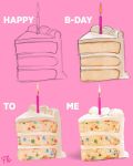  birthday_cake cake candle commentary english_commentary english_text fire flame floortjesart food happy_birthday highres how_to no_humans original pink_background realistic signature simple_background 
