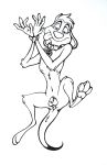  absurd_res anthro balls bdsm bondage bound chastity_(disambiguation) chastity_cage chastity_device collar disney foxyhunter genitals herpestid hi_res male mammal meerkat paws penis solo the_lion_king timon traditional_media_(artwork) 