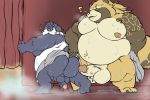  3:2 absurd_res anthro anus butt canid canine chubby_male duo genitals giant_panda gyobu hi_res hot_spring male male/male mammal overweight overweight_male penis raccoon_dog soulasexypanda tokyo_afterschool_summoners towel ursid video_games water 