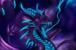  2020 3:2 black_body black_scales blue_body blue_horn blue_scales digital_media_(artwork) dragon hi_res horn imanika membrane_(anatomy) membranous_wings open_mouth purple_eyes scales scalie spines teeth tongue western_dragon wings 