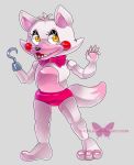  2015 alpha_channel animatronic anthro biped bow_tie canid canine clothing dipstick_tail e-c98 five_nights_at_freddy&#039;s five_nights_at_freddy&#039;s_2 fox girly head_tuft hi_res hook_hand lipstick looking_aside machine makeup male mammal mangle_(fnaf) multicolored_body multicolored_tail open_mouth open_smile panties pink_clothing pink_panties pink_underwear raised_arm red_cheeks robot sharp_teeth simple_background smile solo teeth text transparent_background tuft underwear url video_games watermark white_body yellow_eyes 