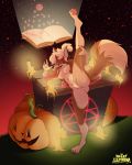  absurd_res anthro breasts canid canine demon featureless_breasts featureless_crotch female fox halloween hi_res holidays mammal solo spread_legs spreading thatyellowrad 
