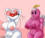  &lt;3 &lt;3_tail absurd_res animate_inanimate anthro anthrofied big_breasts bob-omb bombette breasts chubby_female duo female fur genitals hair hands_behind_head heart_tail hi_res huge_breasts little_mouser looking_at_viewer mammal mario_bros mask mouse ms._mowz murid murine nintendo nipples nude one_eye_closed overweight overweight_female paper_mario pink_background pink_body pussy rodent simple_background slightly_chubby spocky87 standing thick_thighs video_games waddling_head white_body white_fur wide_hips wink 