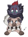  3:4 baby_pok&eacute;mon dragonhonor_(artist) hi_res nintendo pok&eacute;mon pok&eacute;mon_(species) rockruff simple_background video_games white_background young zorua 