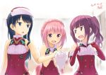  3girls aikawa_aika alice_gear_aegis breasts dark_blue_hair errant eyebrows_visible_through_hair ichijou_ayaka koashi_mutsumi multiple_girls open_mouth purple_eyes purple_hair santa_costume small_breasts twintails 