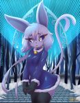  anthro bell blue_sclera clothing collar dress eeveelution espeon female forehead_gem forked_tail legwear looking_at_viewer nintendo pok&eacute;mon pok&eacute;mon_(species) rilex_lenov solo stockings video_games 