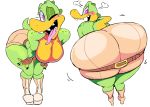  absurd_res anthro belt big_butt blush boots bottomwear breasts butt clothing crocodilian featureless_breasts female footwear hi_res non-mammal_breasts reptile scalie shorts solo sydney_swamp_(vimhomeless) tongue tongue_out vimhomeless 