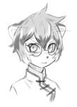  anthro arknights bust_portrait clothed clothing eyewear felid female fur glasses hair looking_at_viewer mammal monochrome narviwastaken pantherine portrait short_hair simple_background sketch solo tiger video_games waaifu white_background 